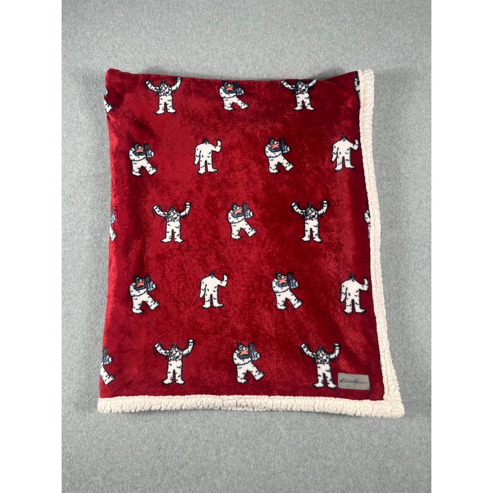 Eddie Bauer Home Red Yeti Christmas Sherpa Plush Throw Blanket Holiday Fleece
